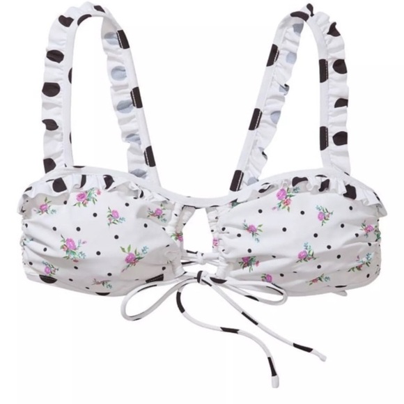New! For love and lemons rosewater floral polka dot bikini top 27998